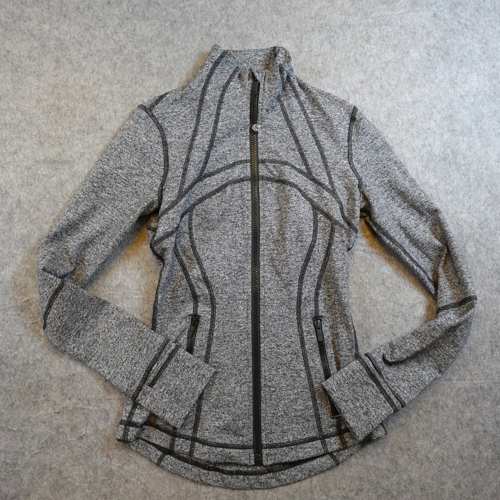 Lululemon Jacket Women 2 Gray Define Jacket Full Zip Heathered Luon Fitted Yoga